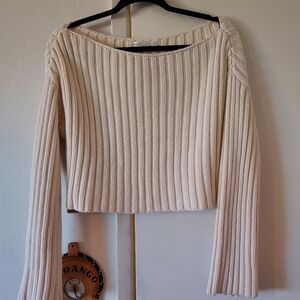 Salty knitted long sleeve, cropped women's top size Small in off white